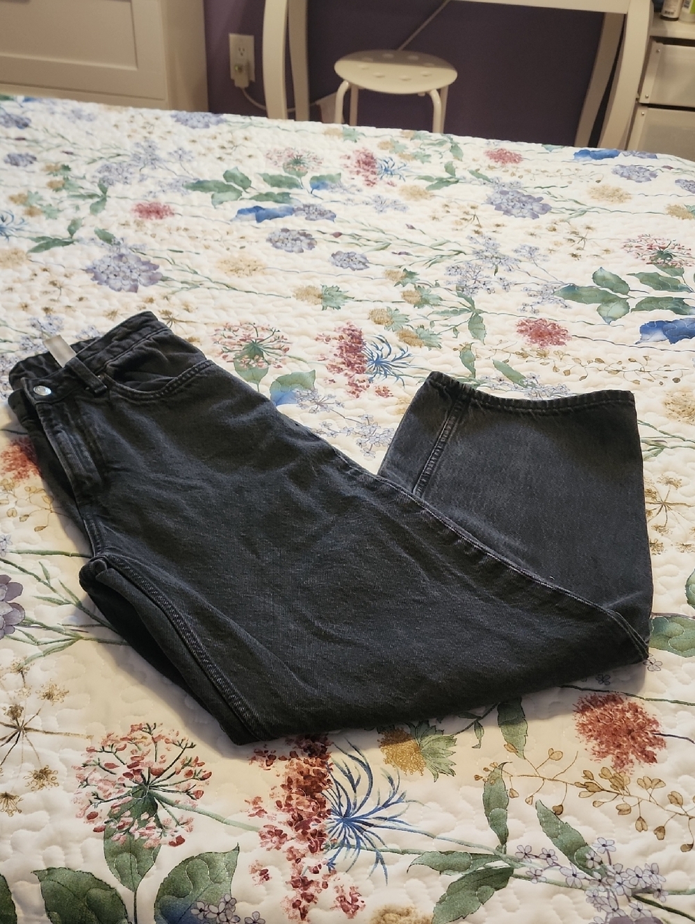 Woman's Black Washed Jeans - Baggy Fit